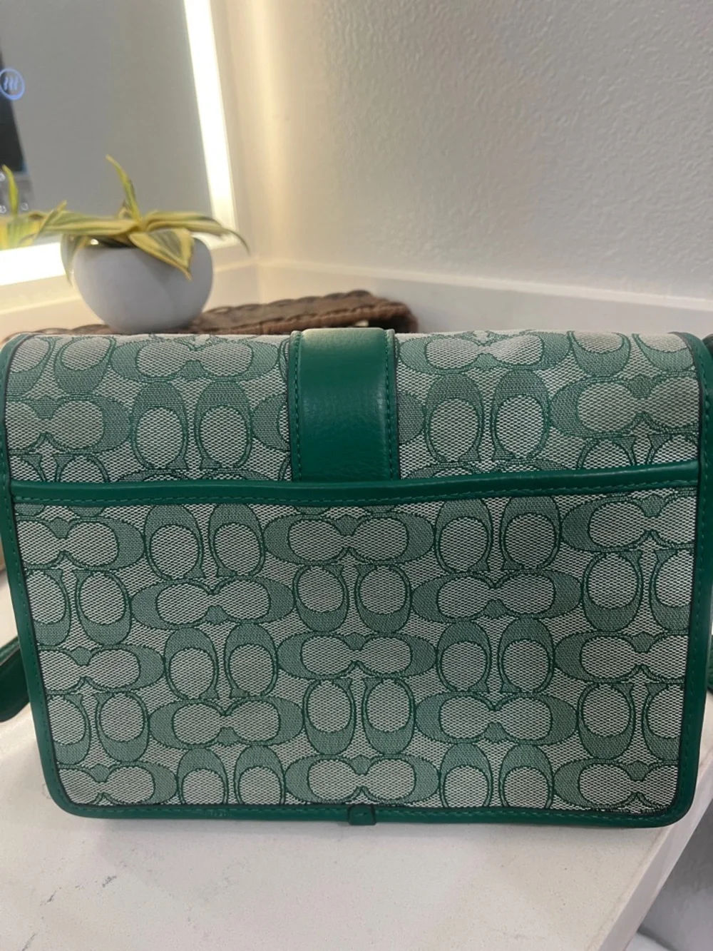 Coach Green Signature Jacquard Crossbody Shoulder Bag - Picture 5 of 15